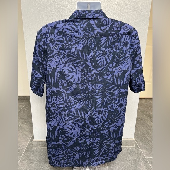 Create Unison Tropical Print Linen Blend Button Up Shirt - Picture 3 of 6